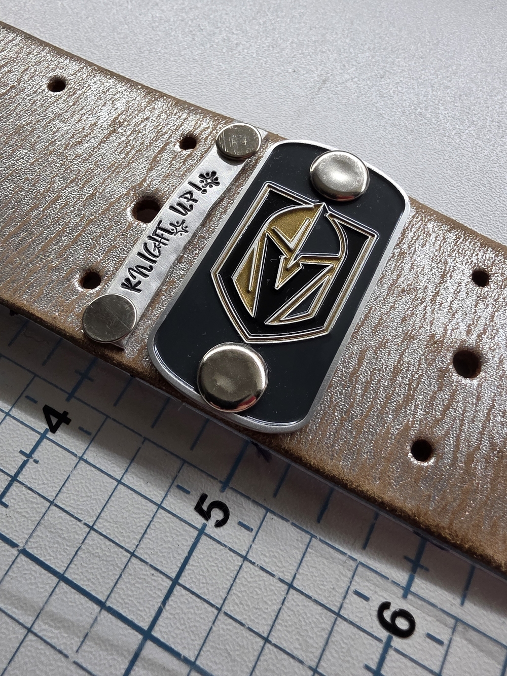 Handcrafted Upcycled Leather Bracelet | Perfect Stocking Stuffer | Vegas Knights
